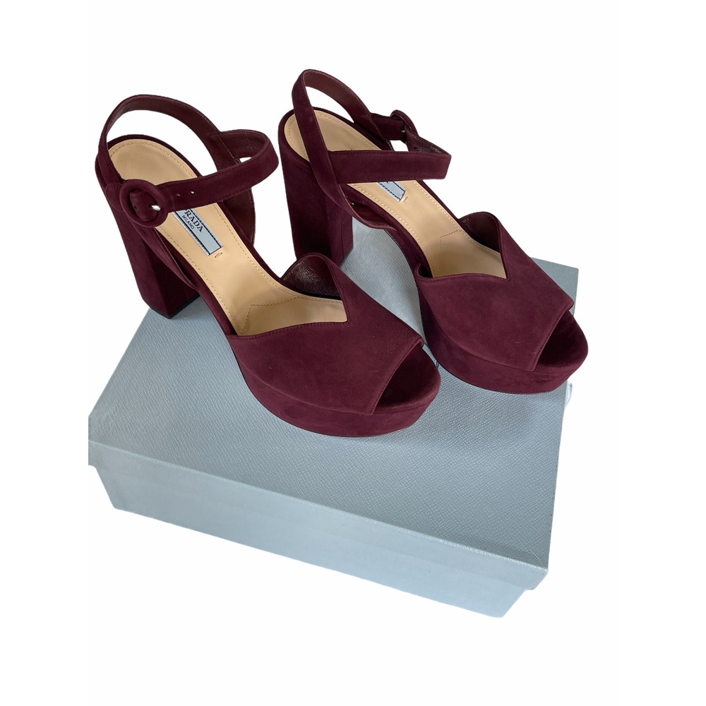 Prada Milano 1XP39A Black Red Camoscio Women's‎ High Heel Pumps shoes, 36.5 - Picture 12 of 15
